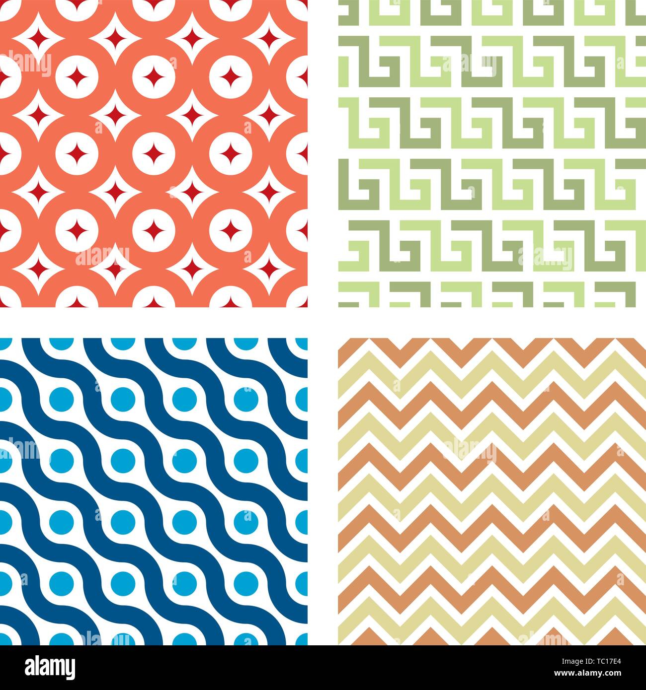 Vector illustration. Simple seamless geometric textures. Regular