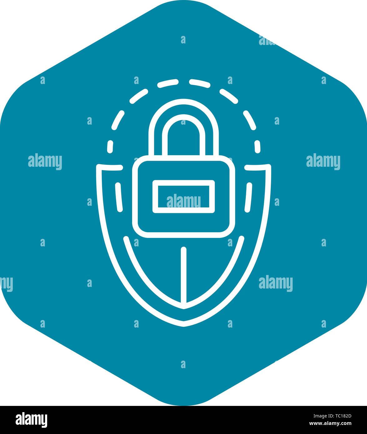 Lock shield icon, outline style Stock Vector