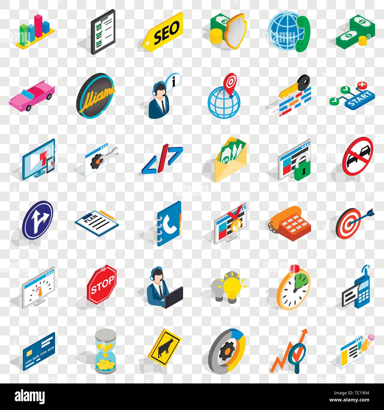 Headset icons set, isometric style Stock Vector