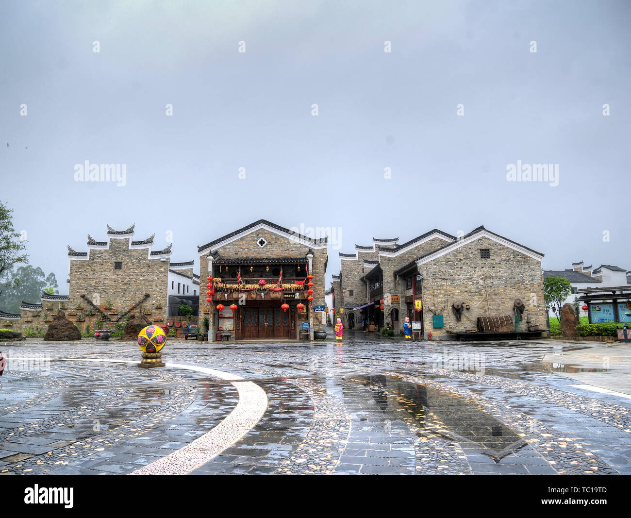 Ancient Architecture of Dong Water Zhuang in Guilin Stock Photo