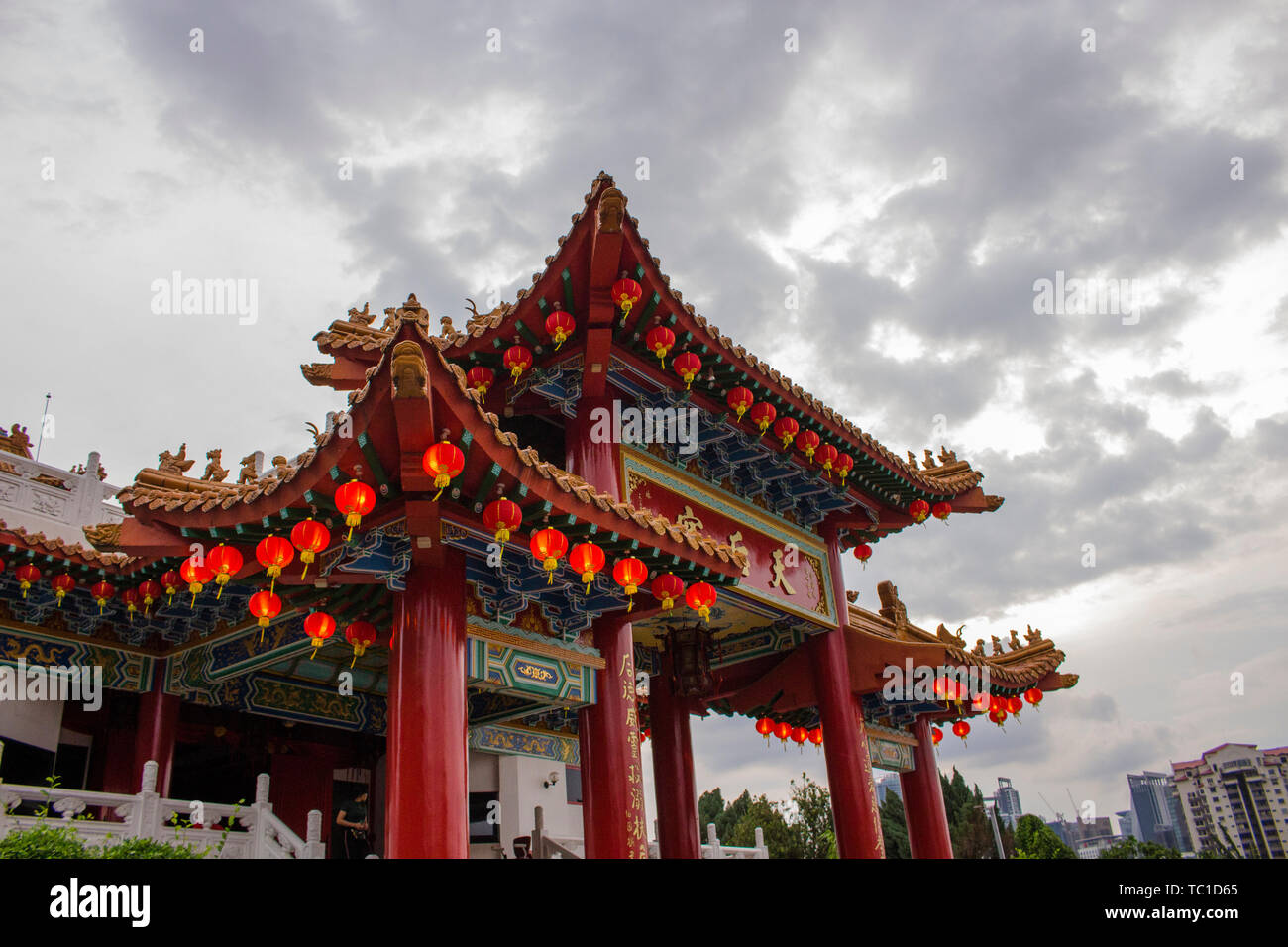 Thean Hou Temple decorated with lantern for the Chinese New Year ...