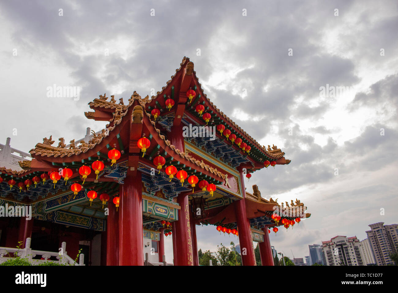 Thean Hou Temple decorated with lantern for the Chinese New Year ...