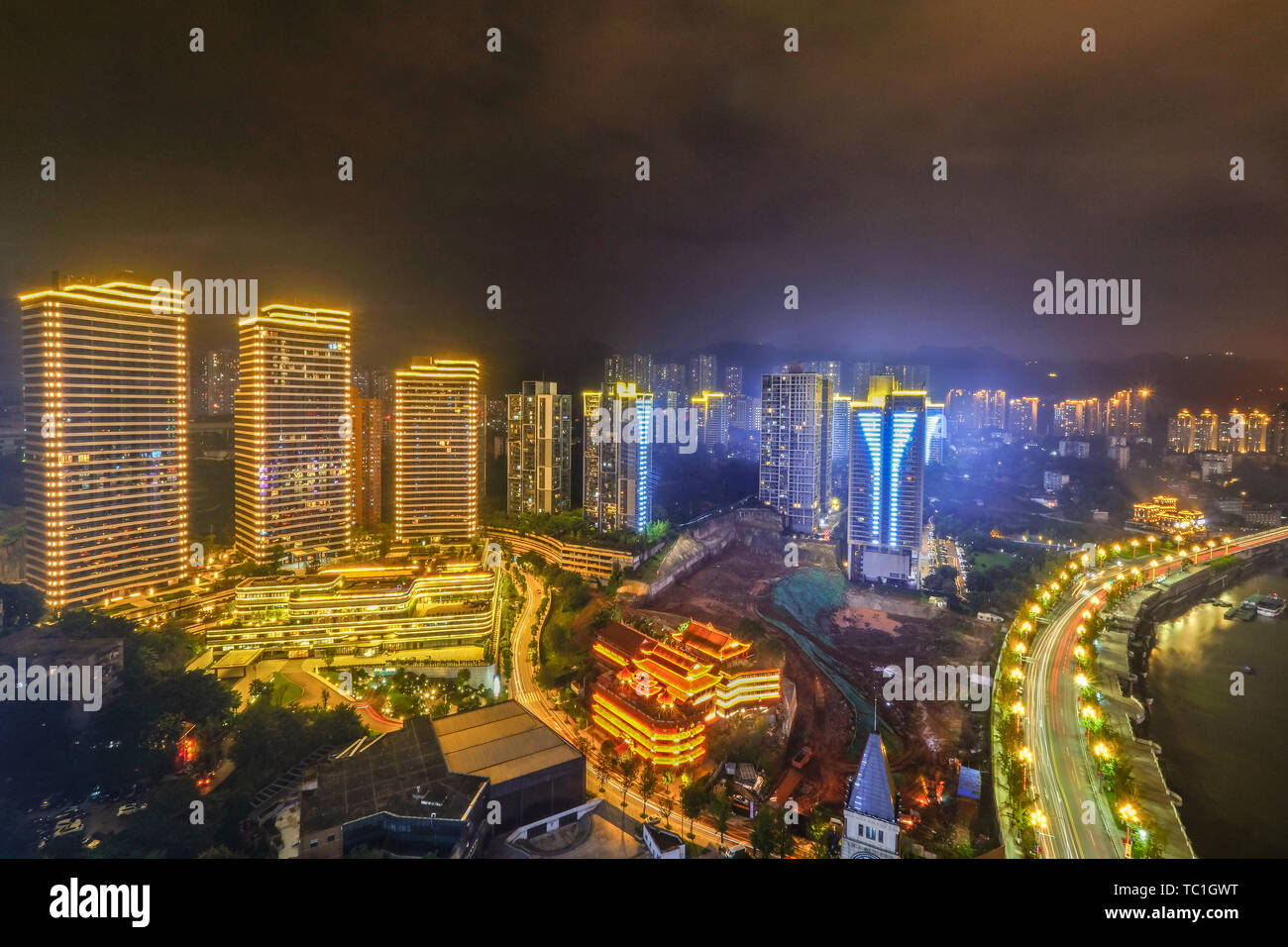 Le is the fog capital, the urban landscape of Chongqing Stock Photo