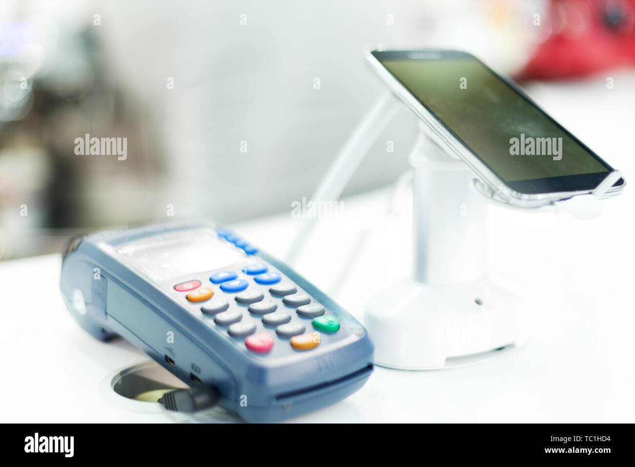 POS machine for credit card in technical exhibition Stock Photo - Alamy