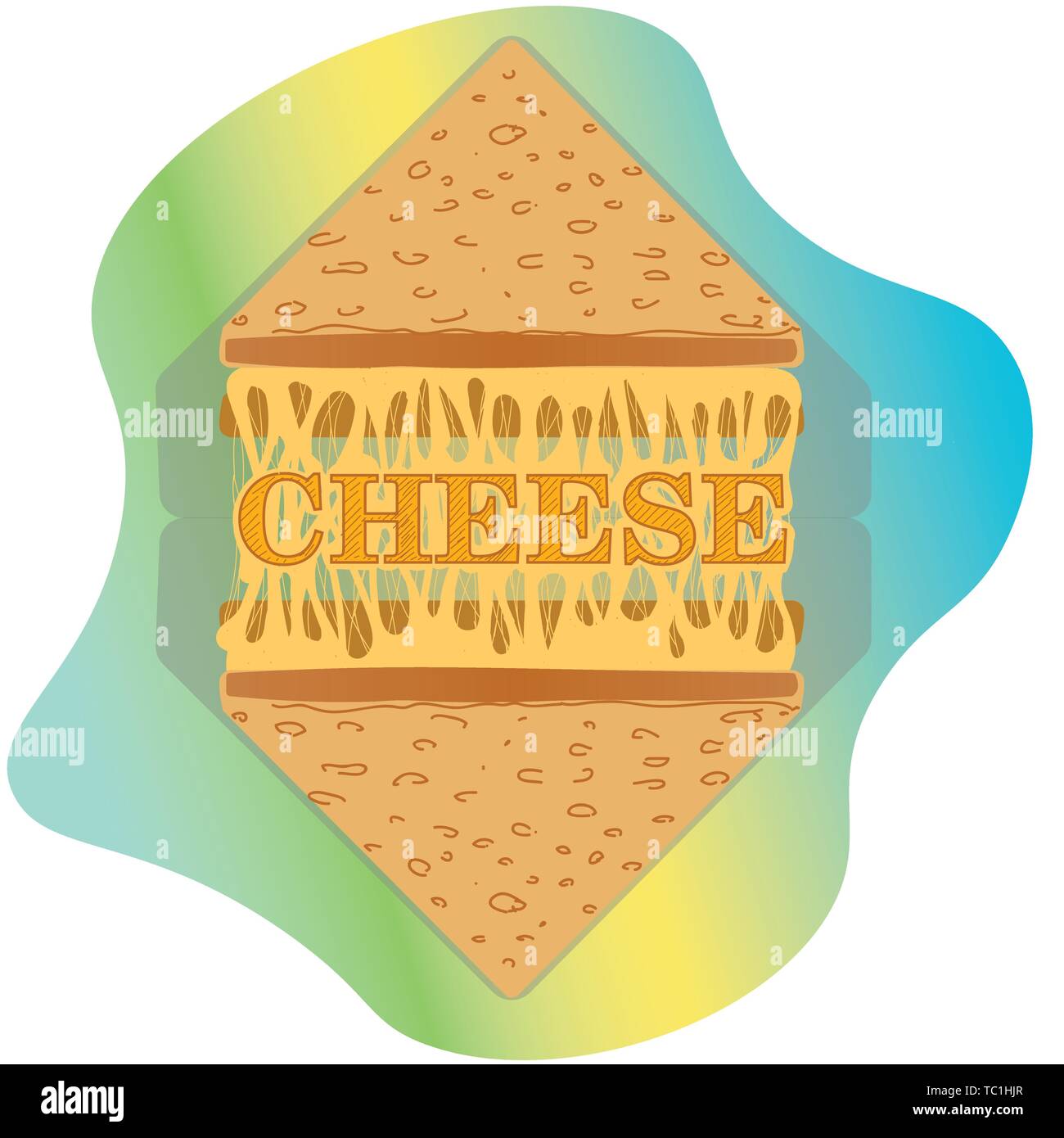 logo of two toasts and melted cheese between them with the inscription Stock Vector