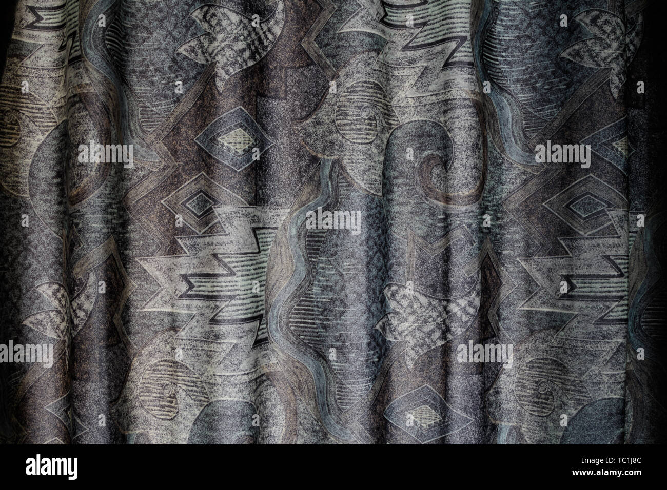 Patterned fabric textile curtain Stock Photo