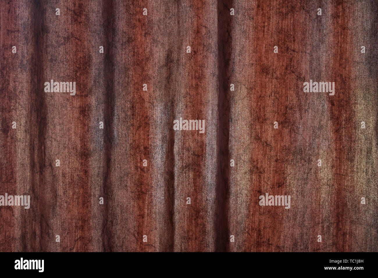 Patterned brown fabric textile curtain Stock Photo
