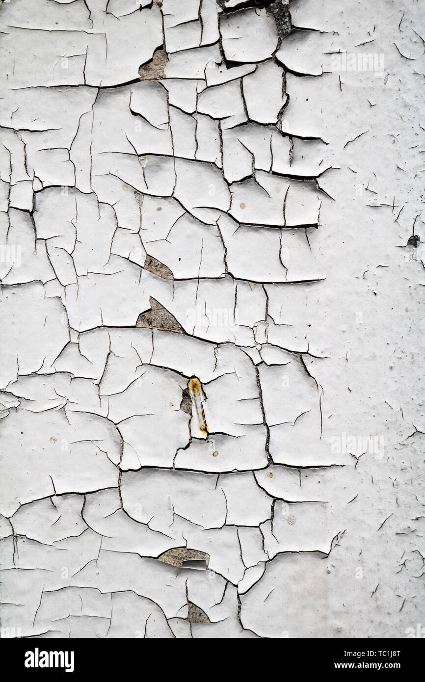White painted cracked wood surface texture Stock Photo