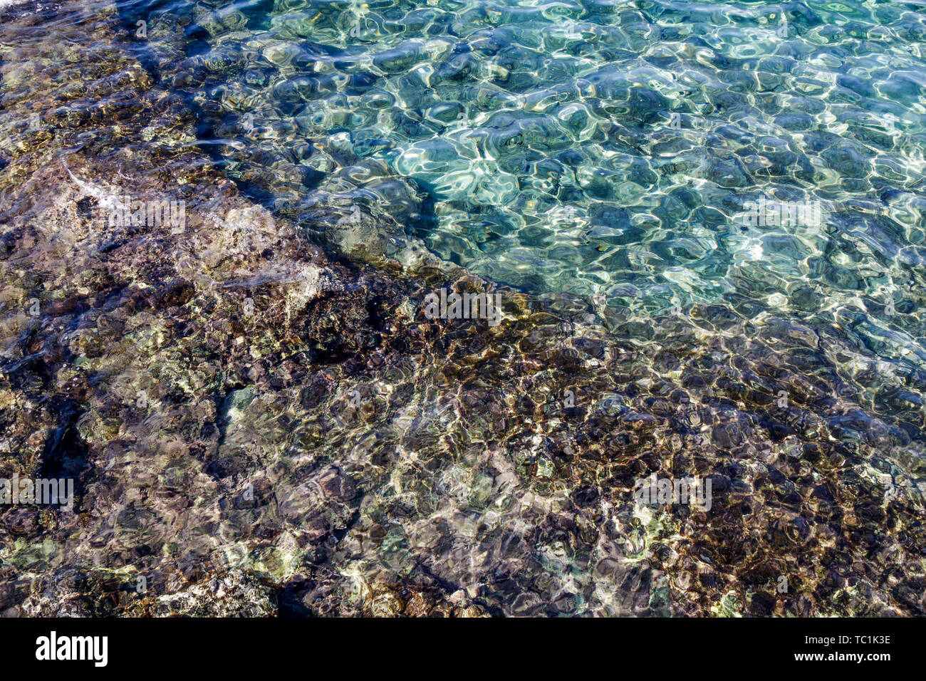 Transparent coral blue water texture Stock Photo