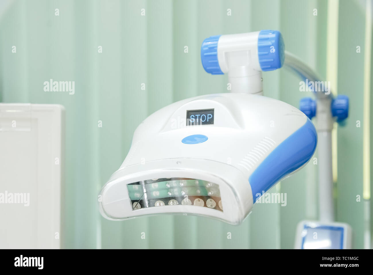 Dental clinic profesional teeth whitening lamp. Dental care concept.UV
