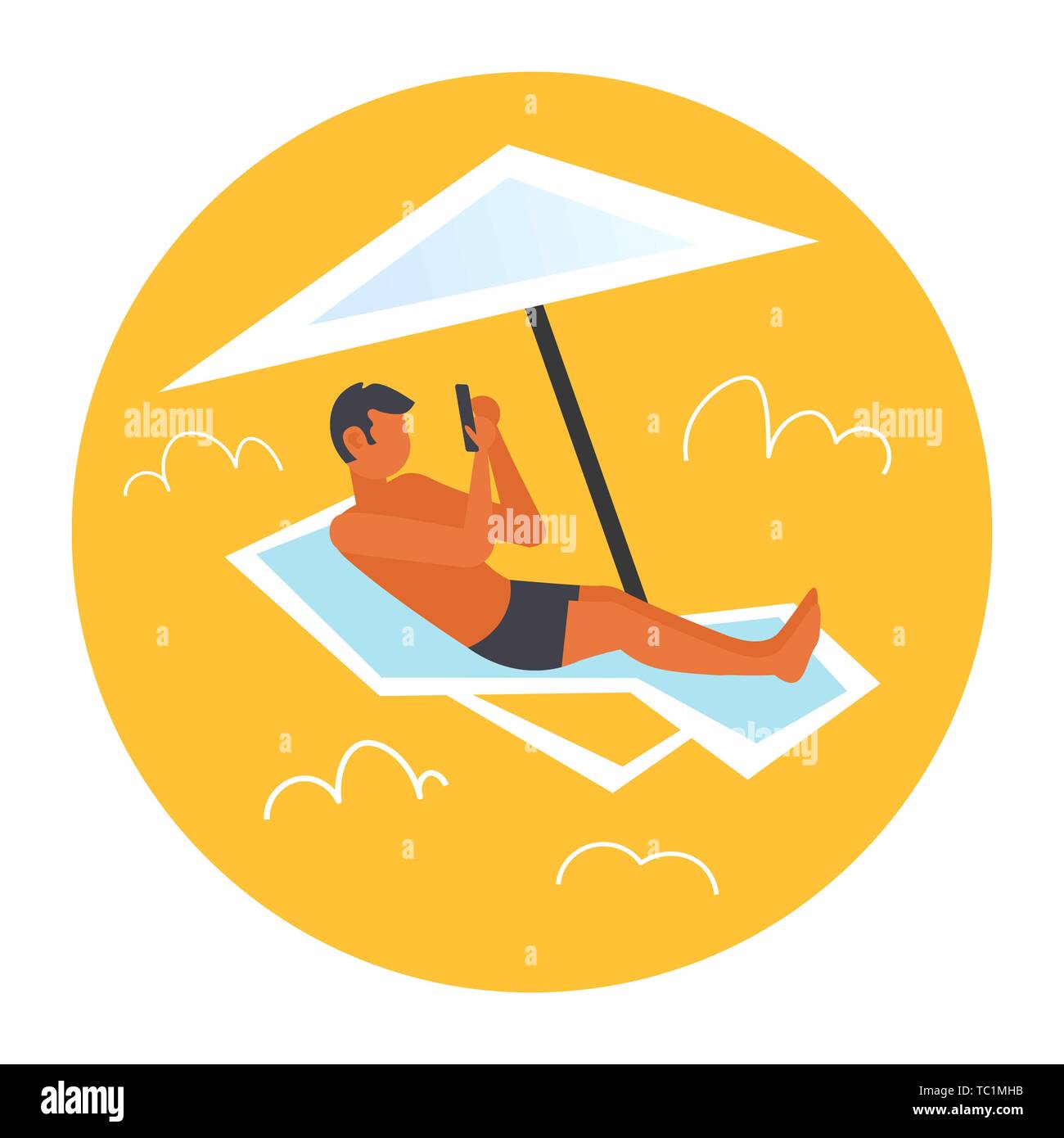 Cartoon Sunbathing Man Stock Photos & Cartoon Sunbathing Man Stock ...