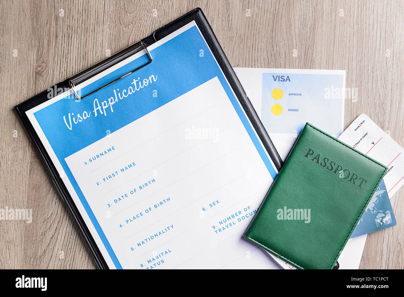 table and application ... Visa on passport form, documents ... table form, on documents application Visa and passport