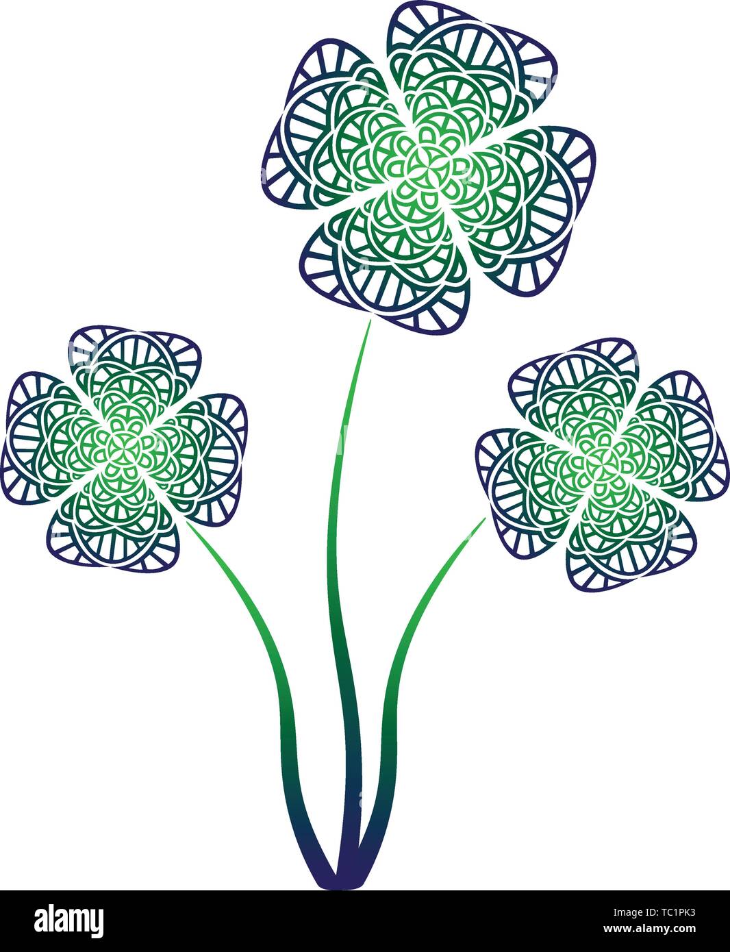 Three ornamental four leaf clovers Stock Vector Image & Art - Alamy