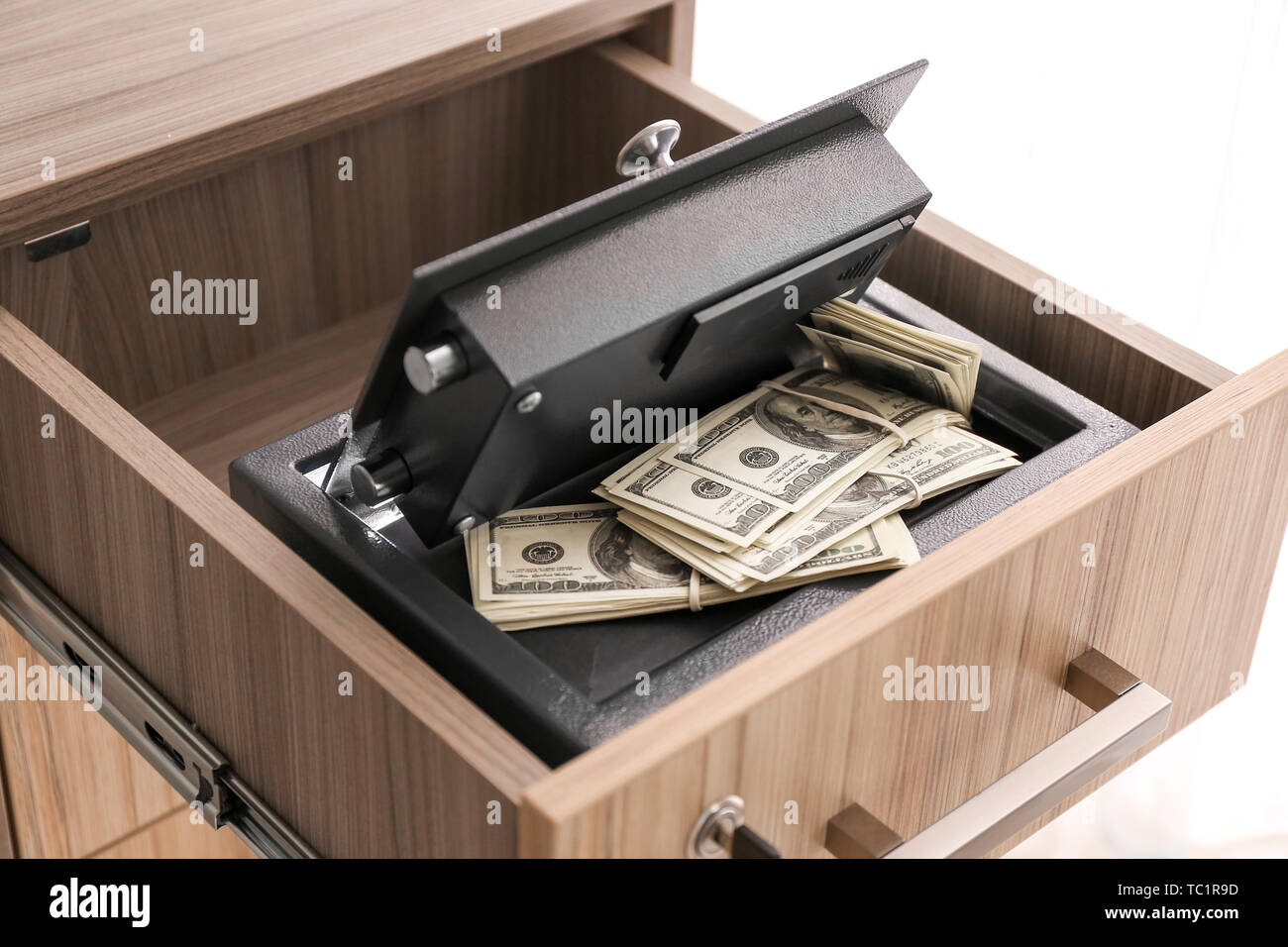 Modern Safe With Money In Drawer Stock Photo 248361273 Alamy