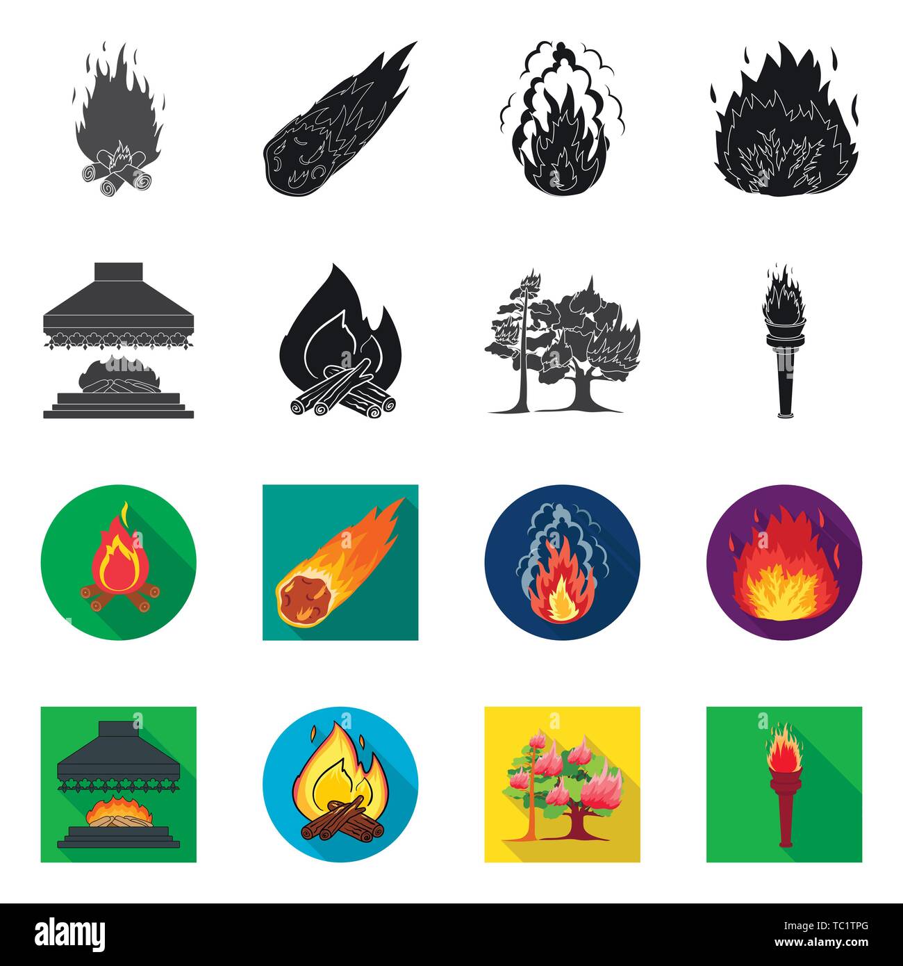 Vector illustration of fire and flame logo. Collection of fire and ...