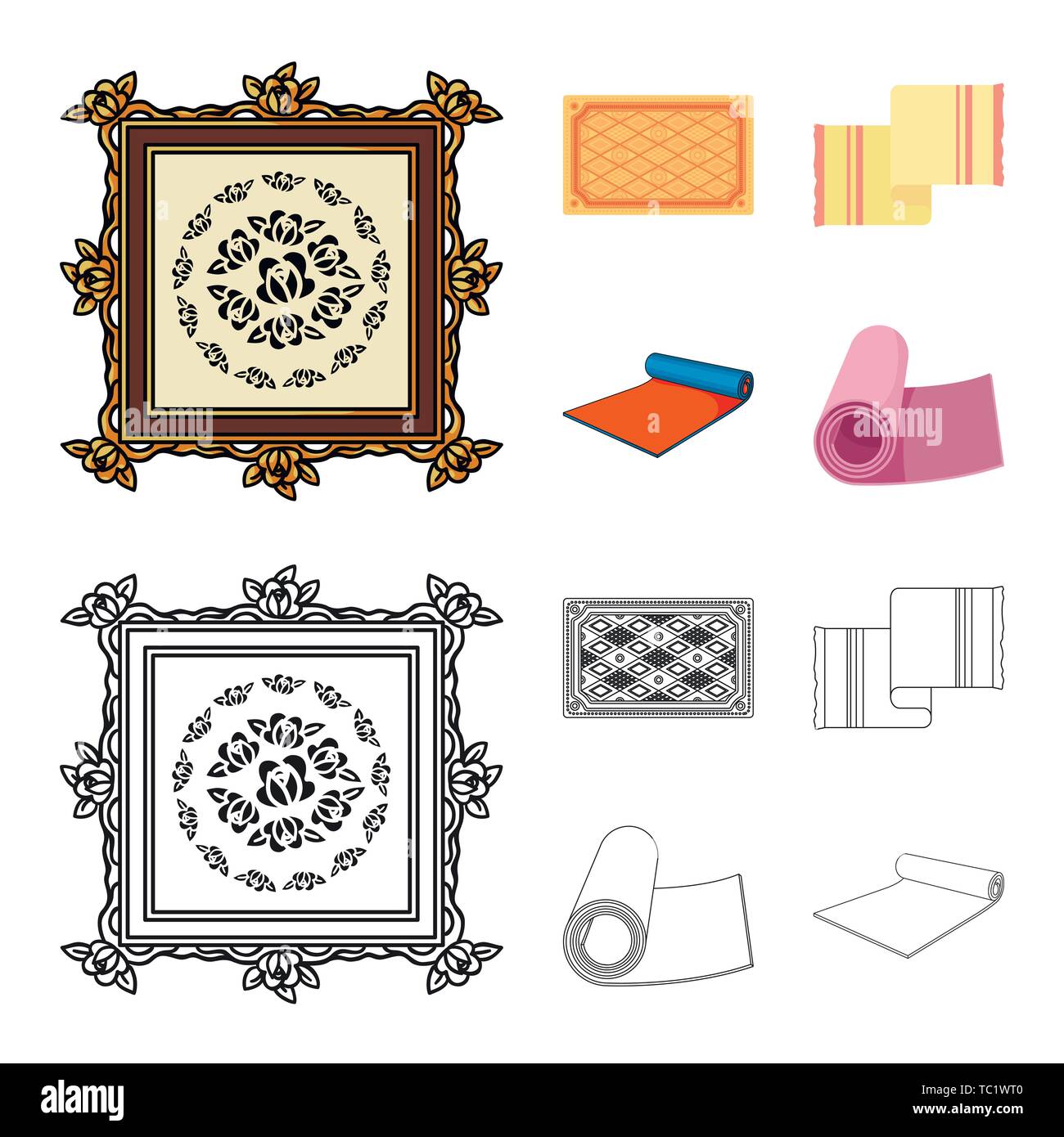 Vector illustration of carpet and persian icon. Collection of carpet ...