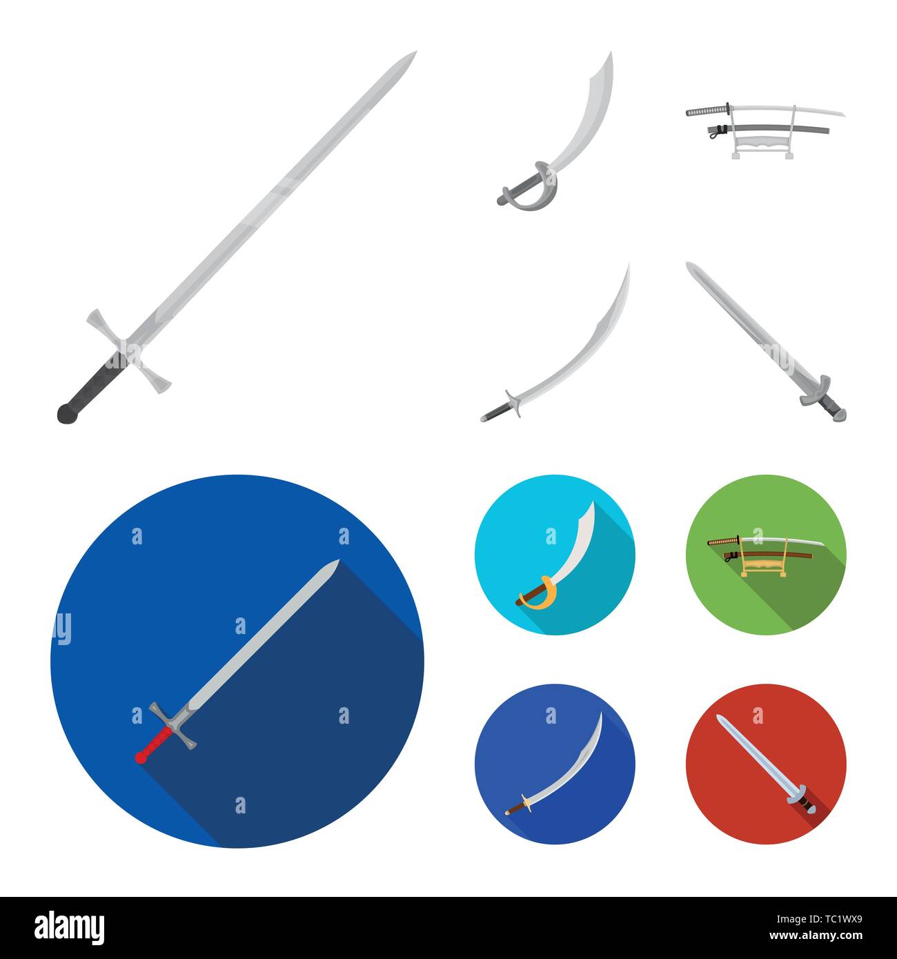 Vector illustration of sword and blade sign. Set of sword and game ...