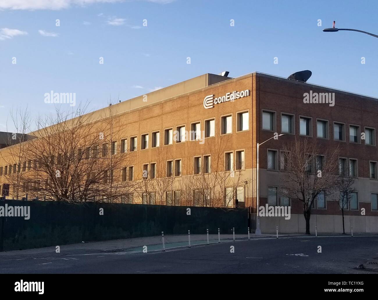 Facade of building with logo for Con Edison electrical utility company