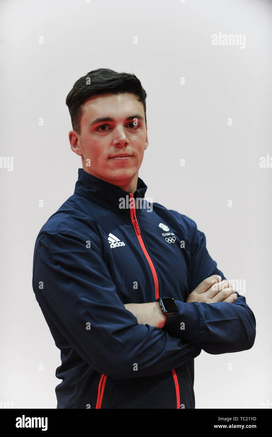 Ben Llewellin during the kitting out session for the 2019 Minsk European Games at the Birmingham NEC. Stock Photo