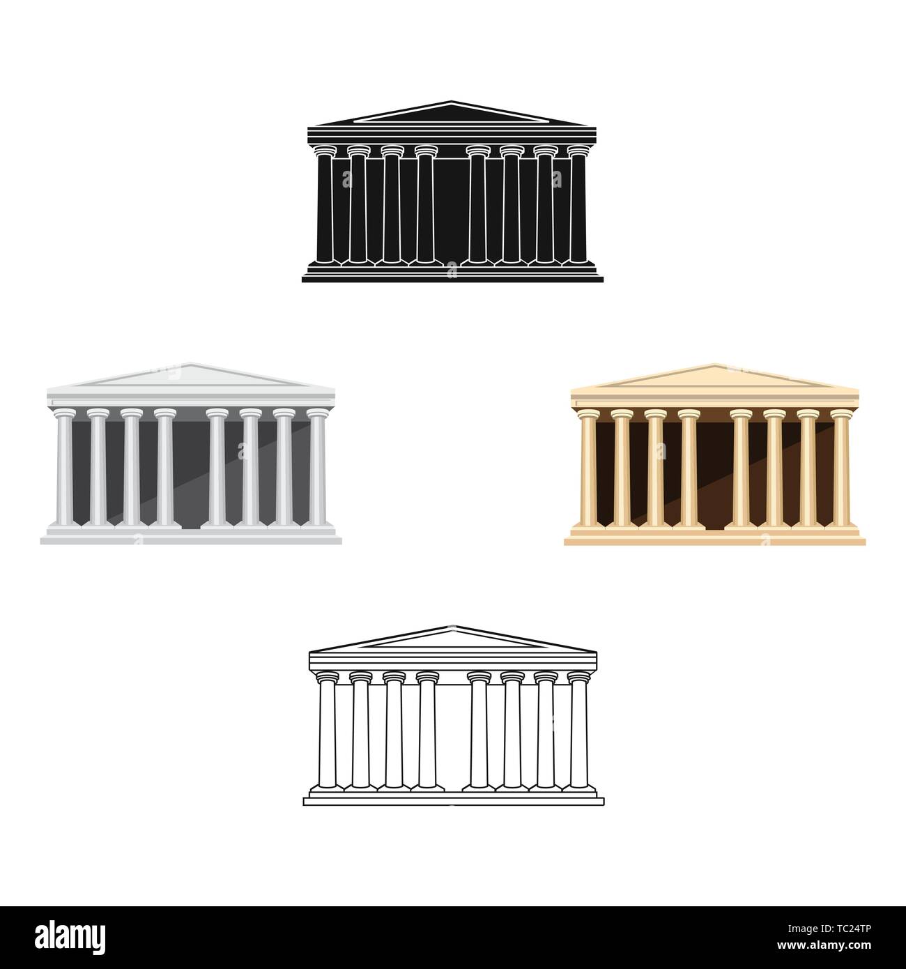 Antique greek temple icon in cartoon,black style isolated on white  background. Greece symbol vector illustration Stock Vector Image & Art -  Alamy