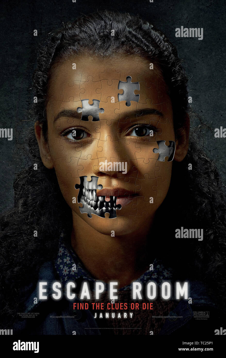 USA. Taylor Russell in a scene from the©Columbia Pictures new movie: Escape  Room (2019). Plot: Six strangers find themselves in a maze of deadly  mystery rooms, and must use their wits to