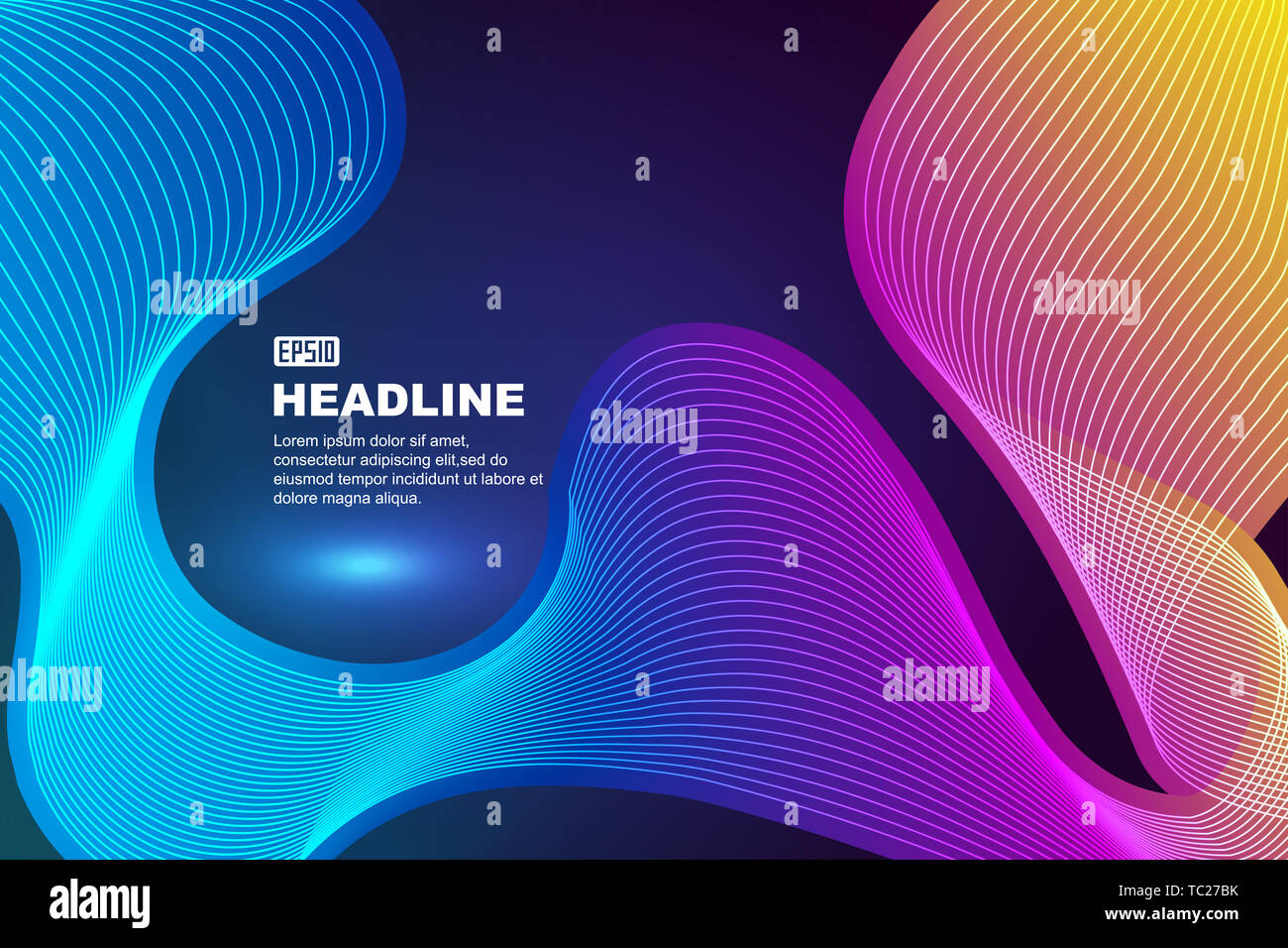 Colorful gradient glowing wave line abstract background Stock Photo