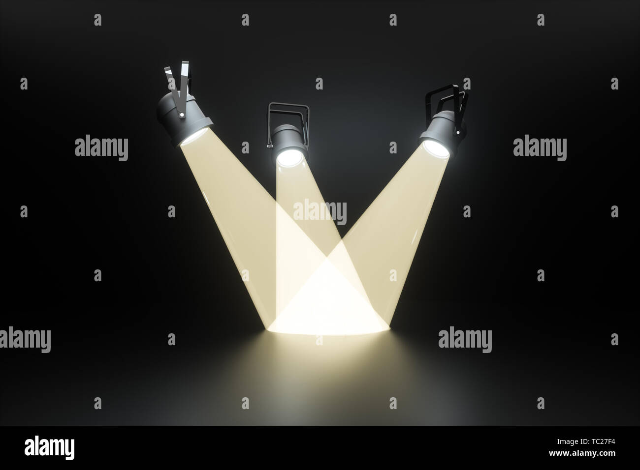 Three-dimensional rendering, stage with lighting, display platform ...
