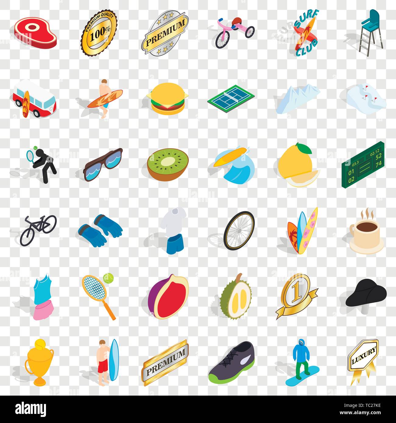 Premium icons set, isometric style Stock Vector