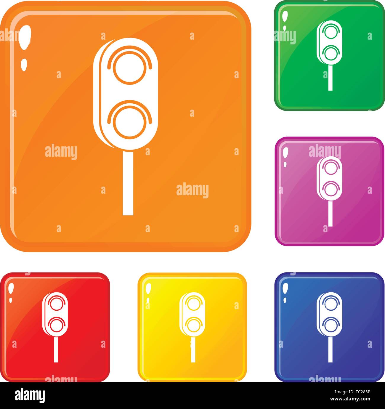 Semaphore trafficlight icons set vector color Stock Vector Image & Art ...