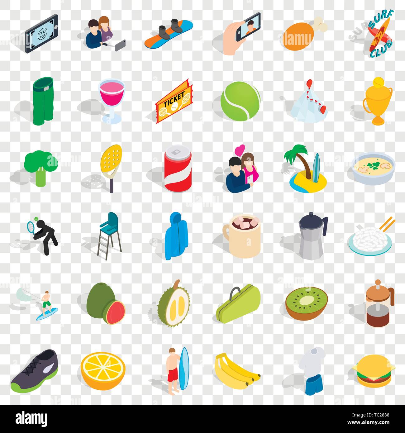 Dynamic icons set, isometric style Stock Vector