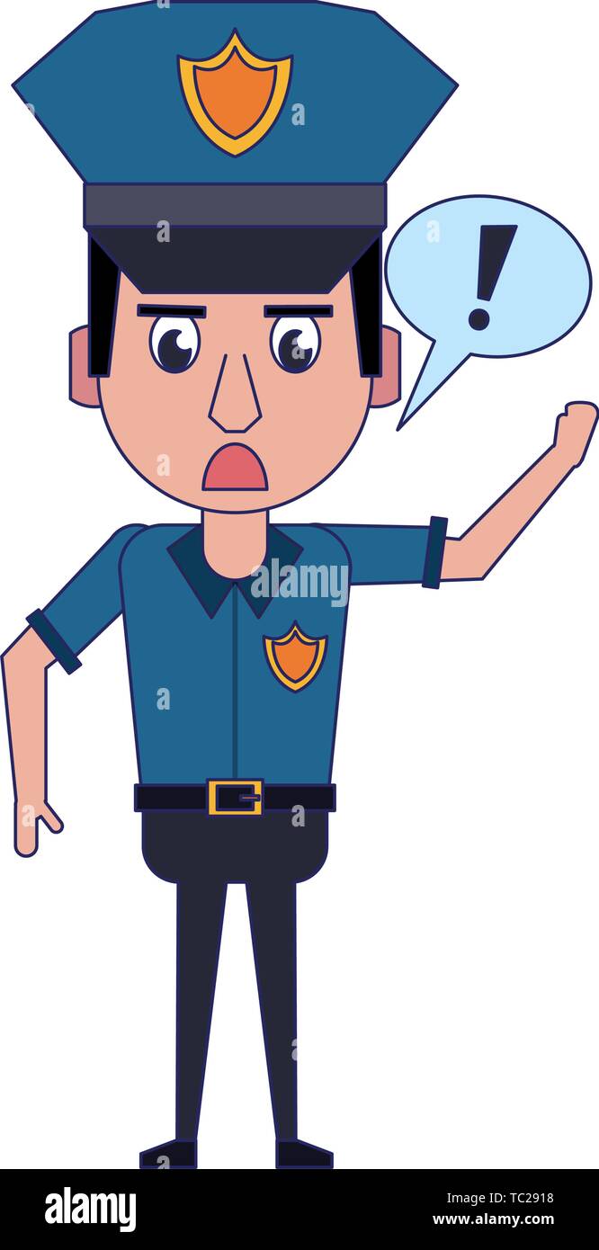 policeman working avatar cartoon character blue lines Stock Vector ...