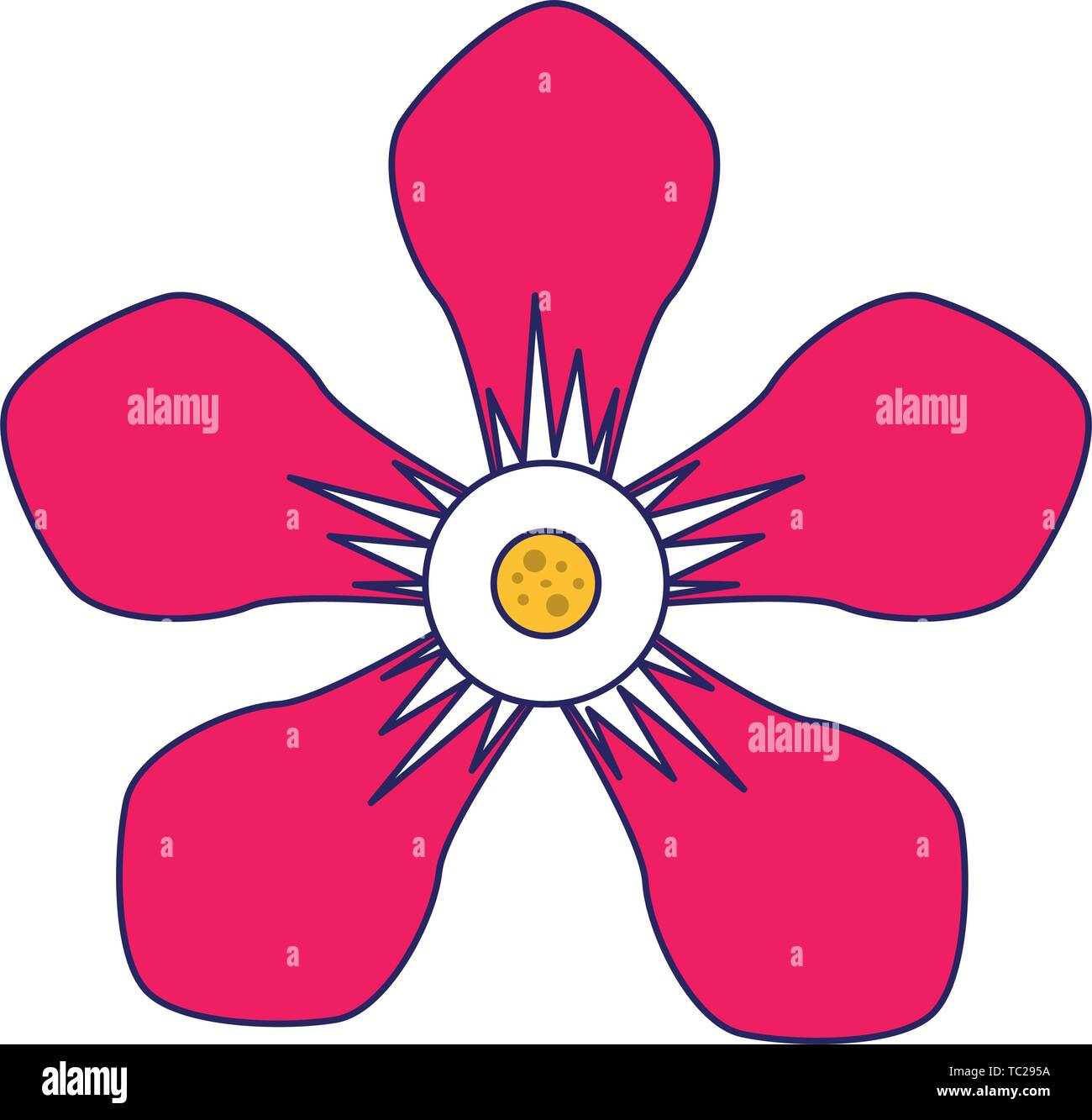 flower blossom icon cartoon isolated blue lines Stock Vector Image ...