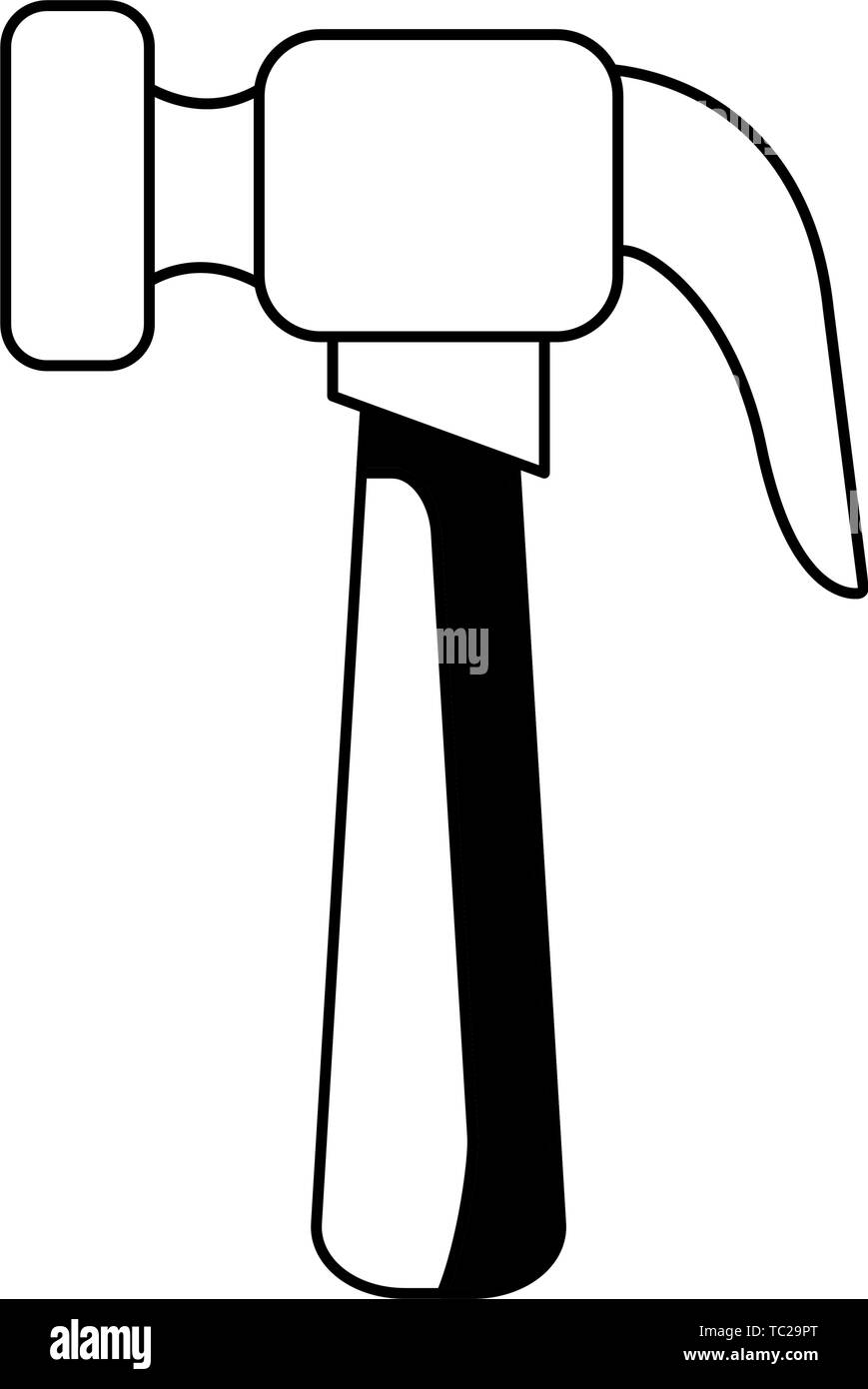 hammer tool icon cartoon isolated in black and white Stock Vector Image ...