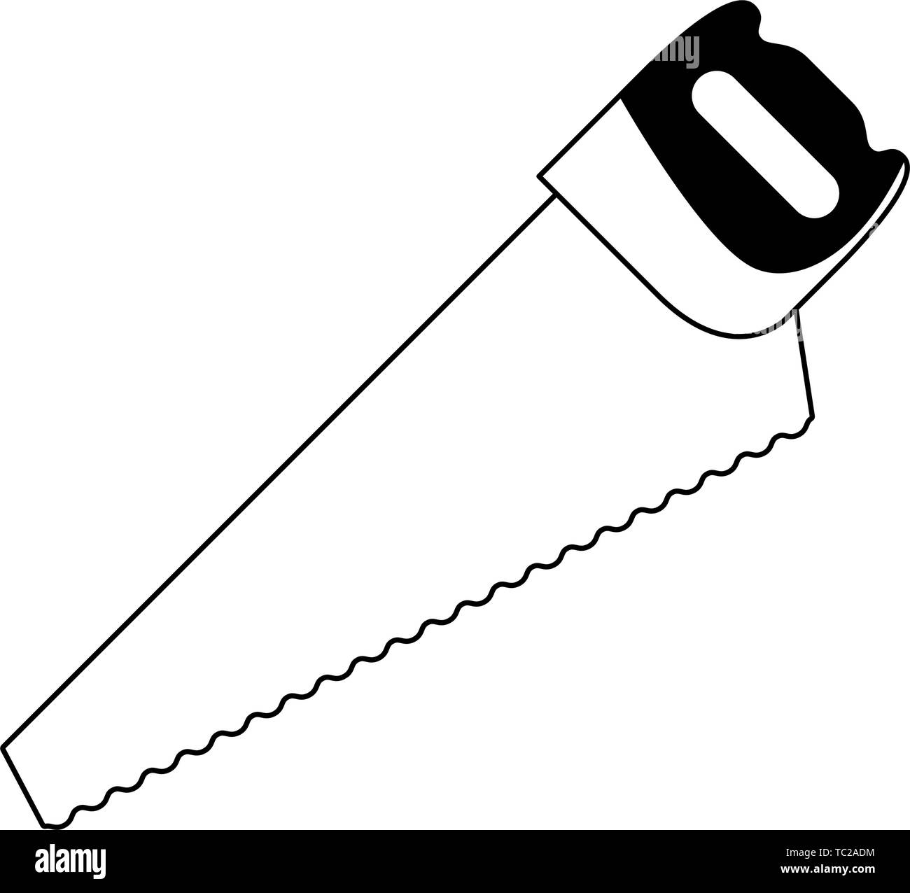 saw tool icon cartoon isolated in black and white Stock Vector