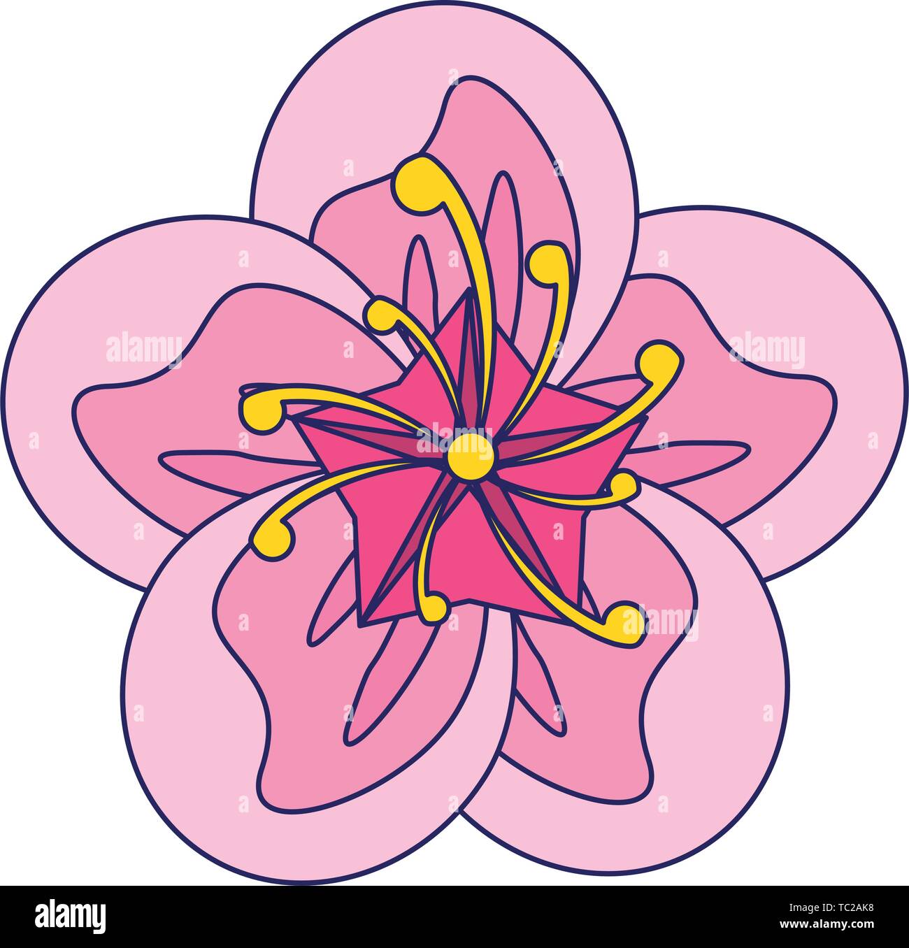 flower blossom icon cartoon isolated blue lines Stock Vector Image ...