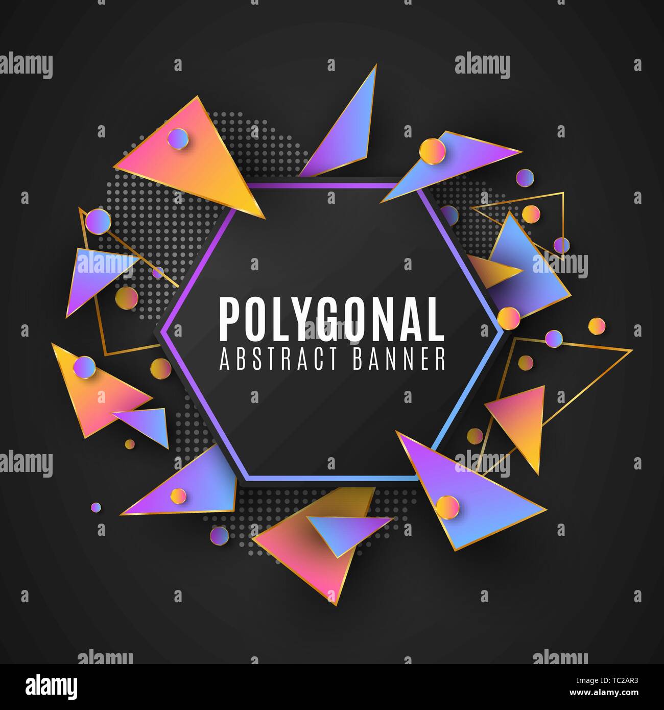 Modern polygonal banner of geometric shapes. Low poly style. Random