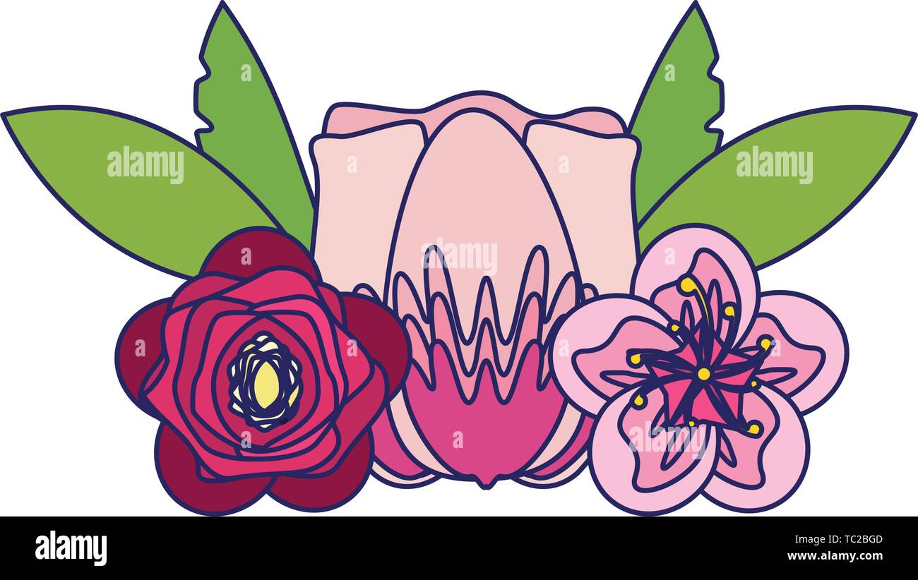 flower blossom icon cartoon isolated blue lines Stock Vector Image ...