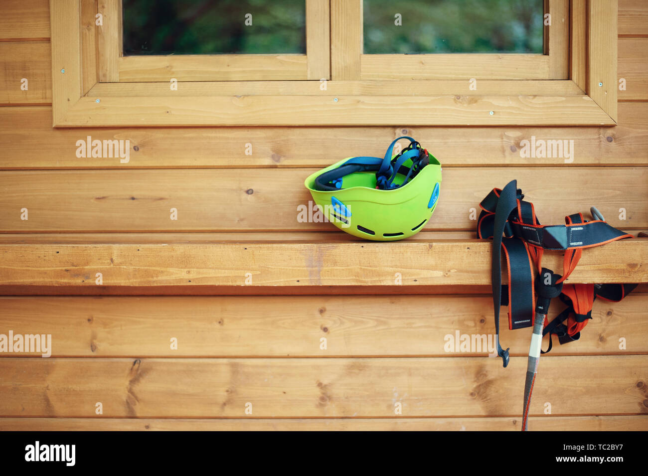 Climbing gear equipment helmet harness zip line safety equipment