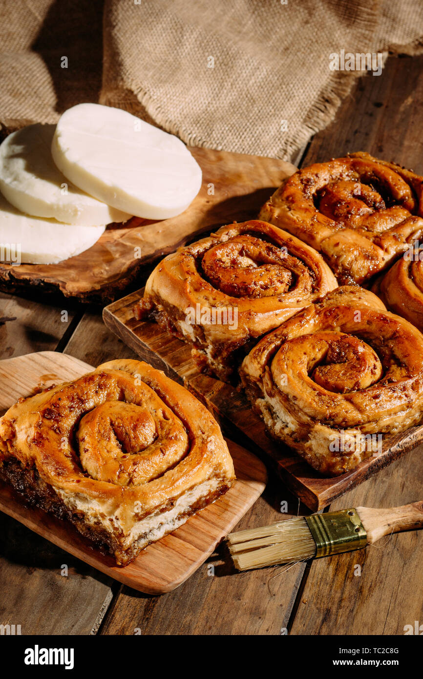 Golfeados with cheese baked and ready to eat. Golfeados typical dessert in Venezuela Stock Photo