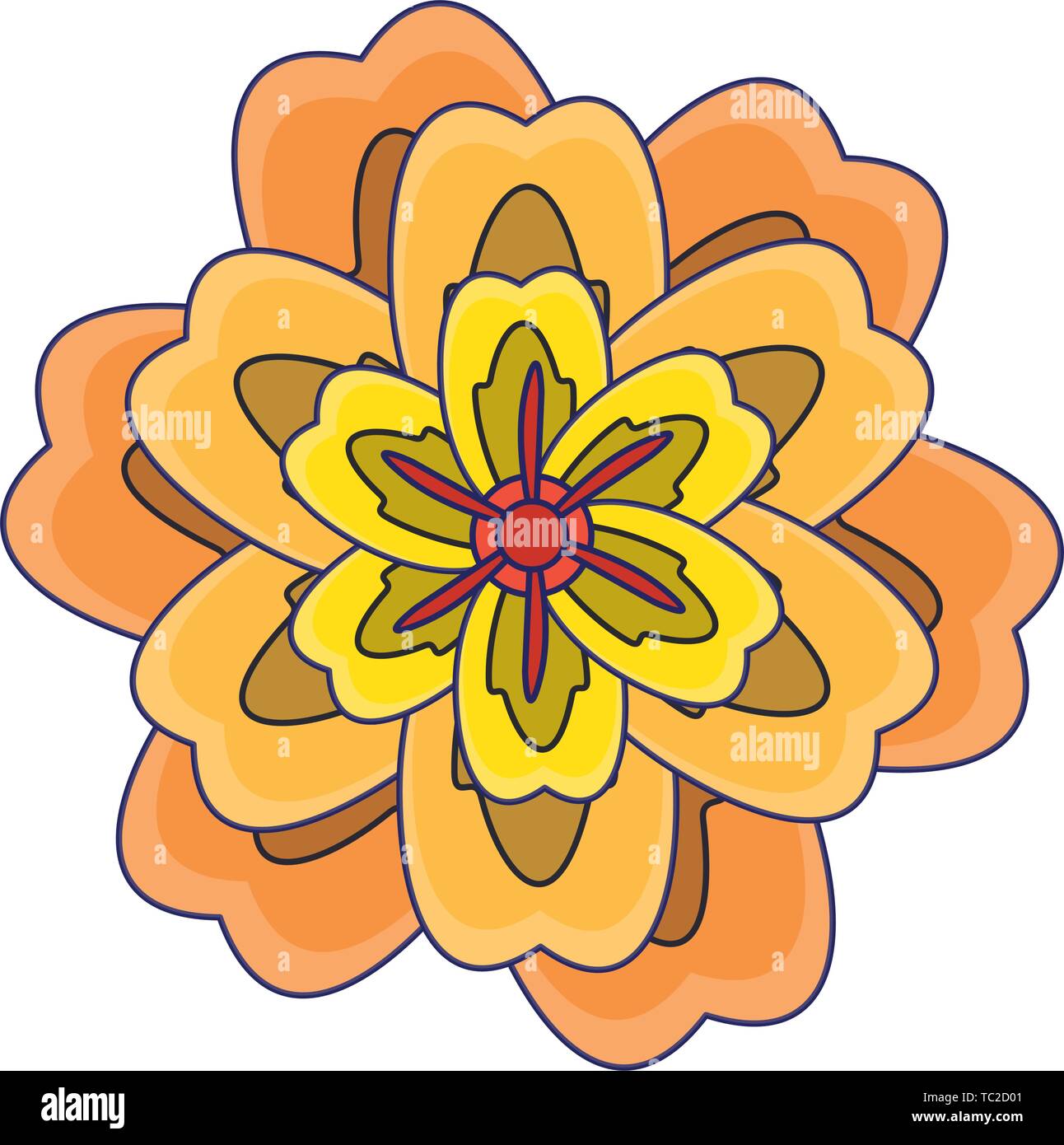 flower blossom icon cartoon isolated blue lines Stock Vector Image ...