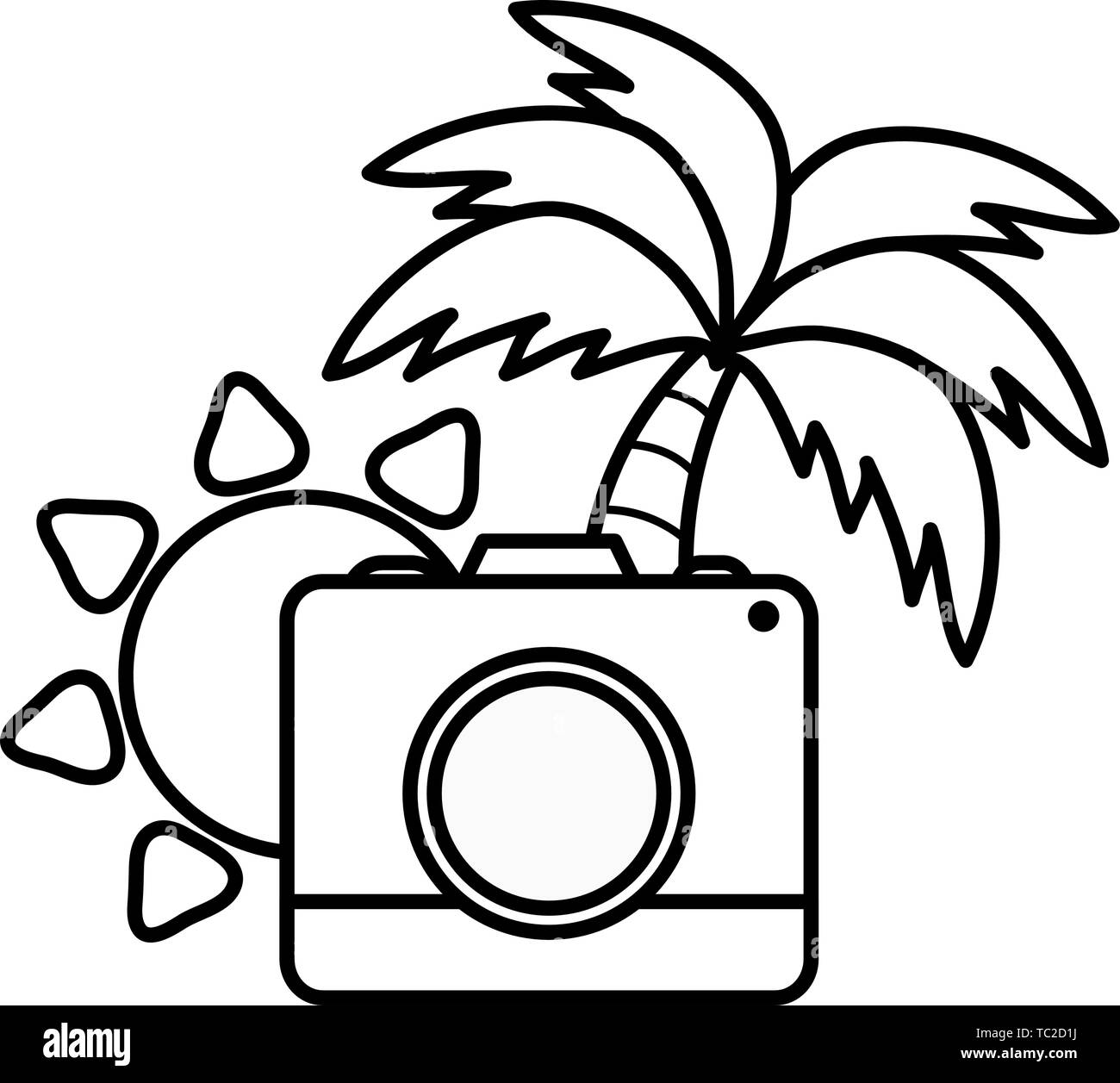 camera photographic with sun summer vector illustration design Stock ...