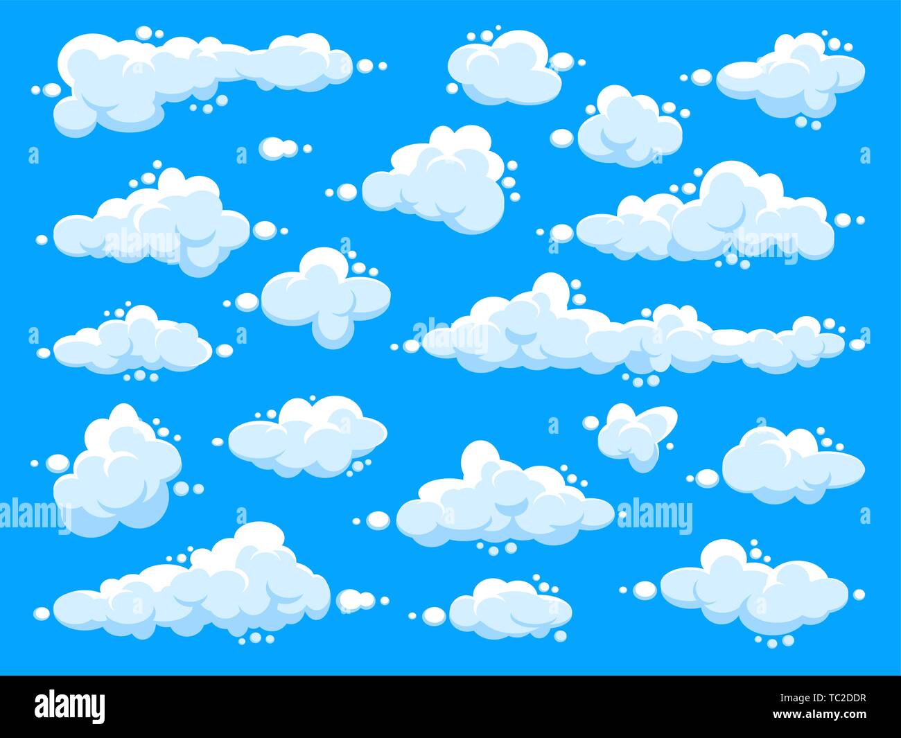 White Clouds Set Abstract Blue Summer Sky Simple Cartoon Cloud Vector Illustration Stock Vector Image Art Alamy