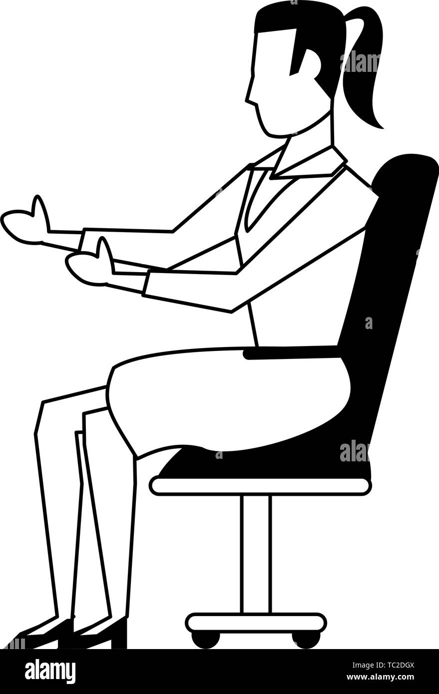 business woman avatar cartoon character in black and white Stock Vector ...