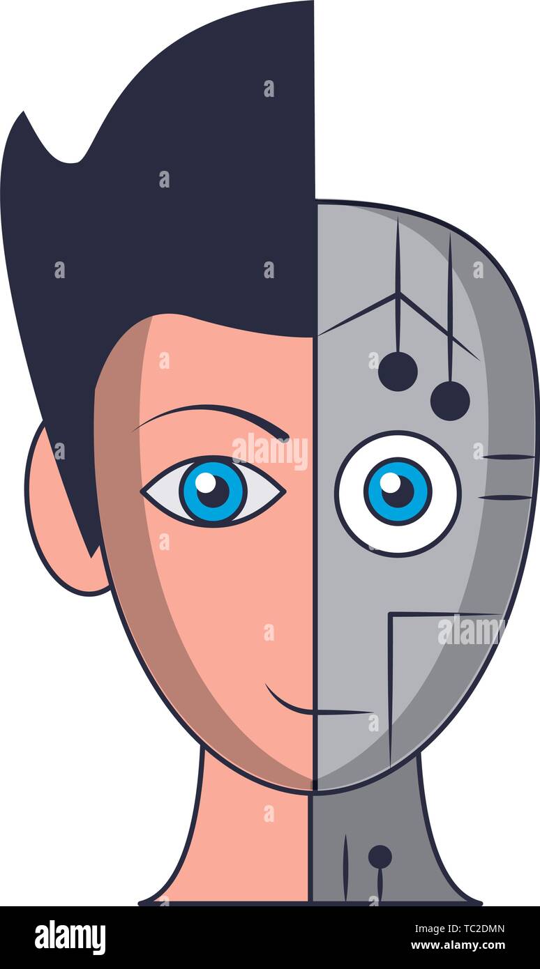 humanoid cyborg avatar cartoon character Stock Vector
