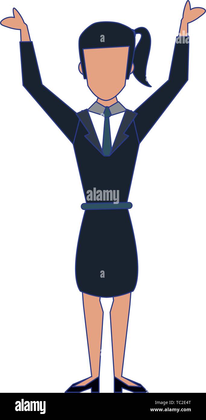 business woman avatar cartoon character blue lines Stock Vector Image ...