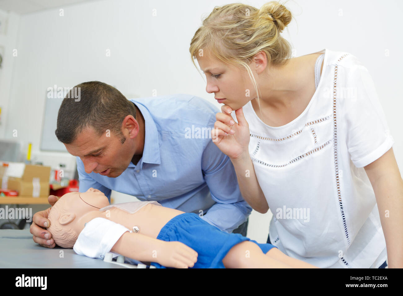 first aid course on baby dummy Stock Photo Alamy