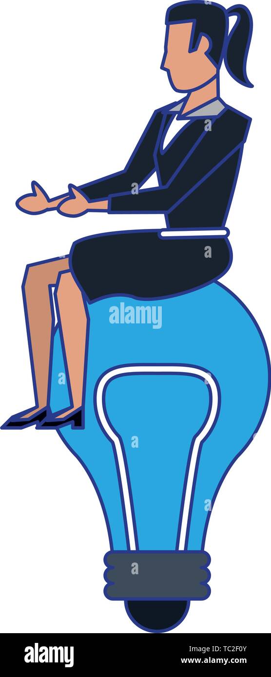 business woman avatar cartoon character blue lines Stock Vector Image ...