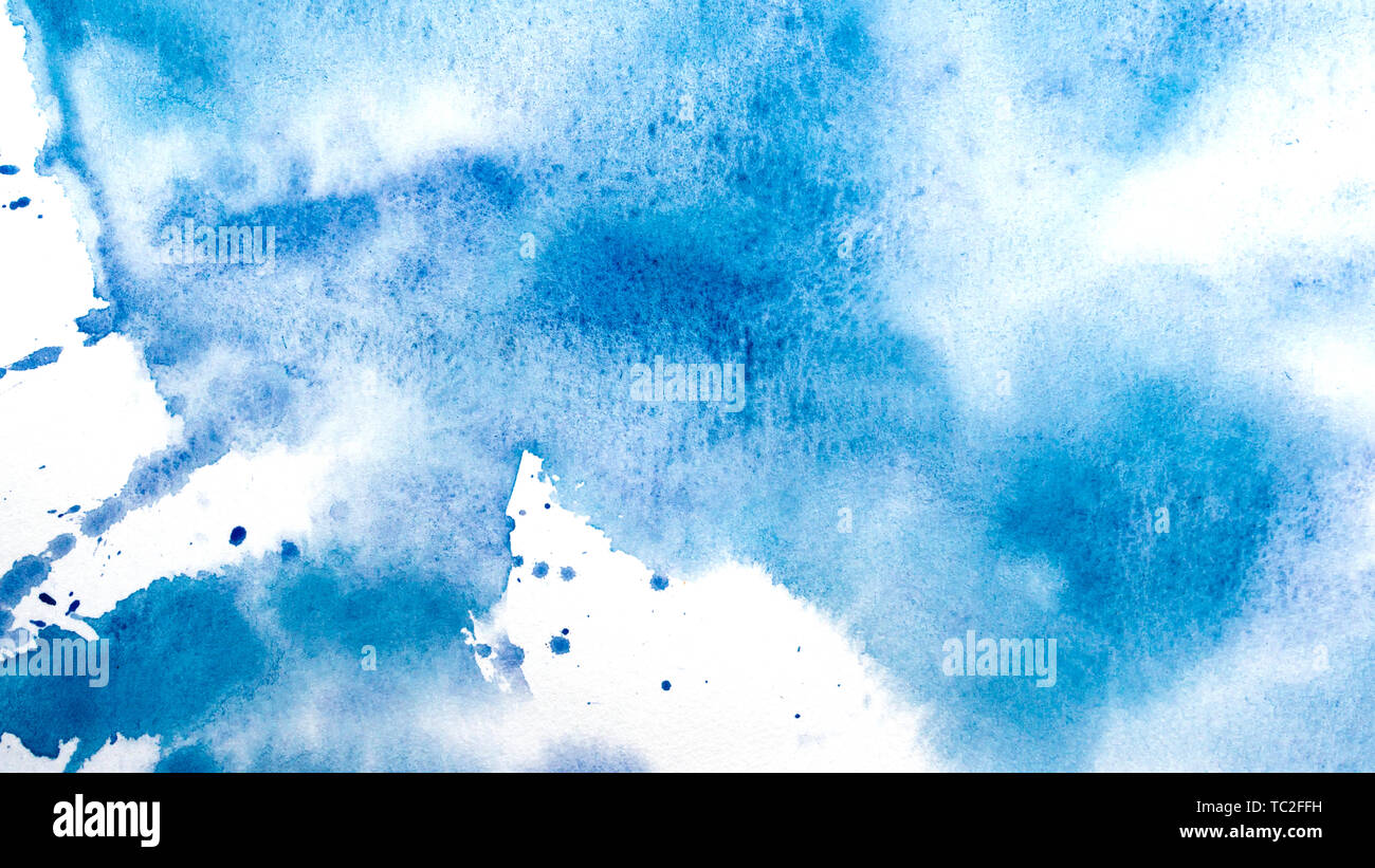 Abstract Watercolor Painting Textured Background Drips Of Blue Paint On Canvas Stock Photo Alamy