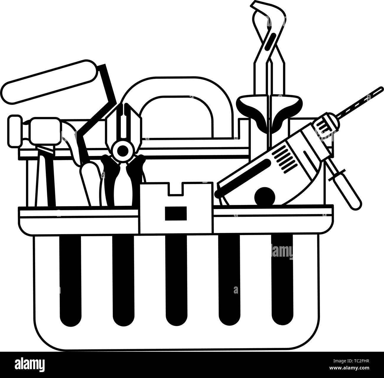 tools set collection workshop icons cartoon in black and white Stock Vector  Image & Art - Alamy