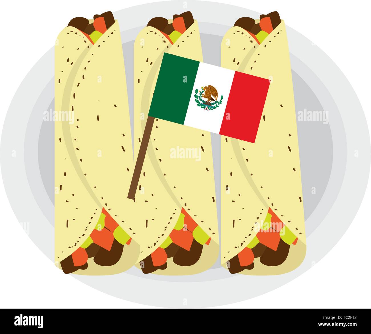 Meat fajitas with a flag of Mexico. Traditional mexican food - Vector Stock  Vector Image & Art - Alamy